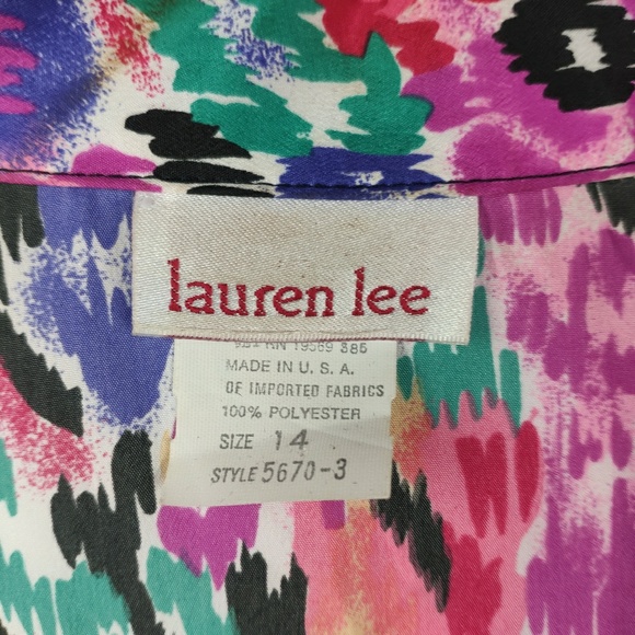 Vintage Lauren Lee Blouse Floral and Shoulder Pads - Picture 3 of 8